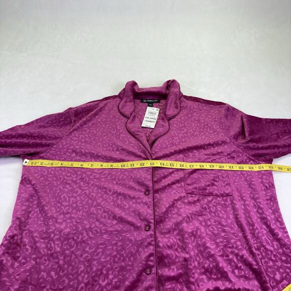 INC International Concepts Velour Notch Collar Plush Cheetah Pajama Set Pink XXL - Picture 10 of 15